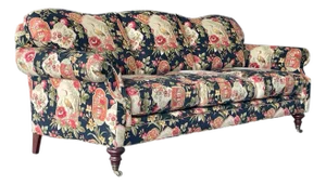 Pearson 84” Custom Three Seat Sofa in Richloom Asian Chinoiserie Fabric, Vintage