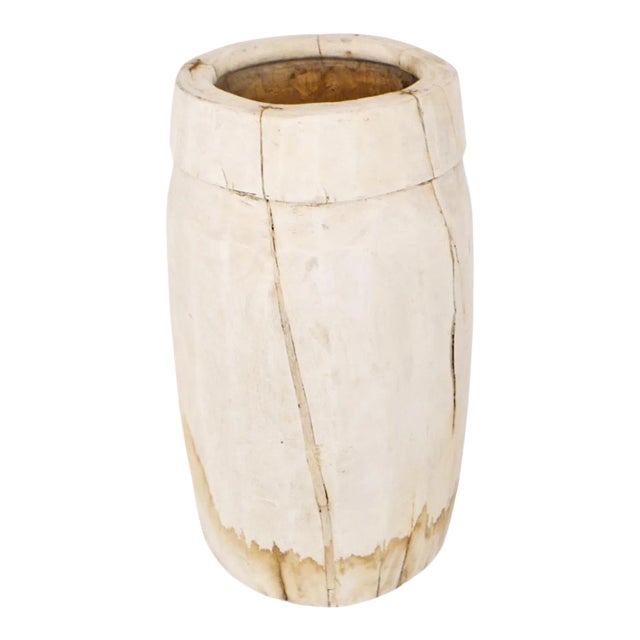 Old Sun Bleached Wood Butter Pot For Sale