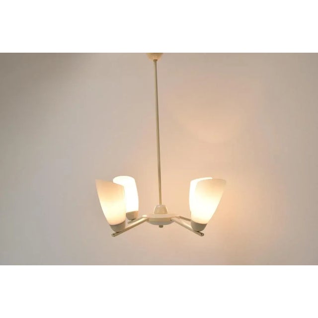 1970s Mid-Century White Chandelier, 1970s For Sale - Image 5 of 8