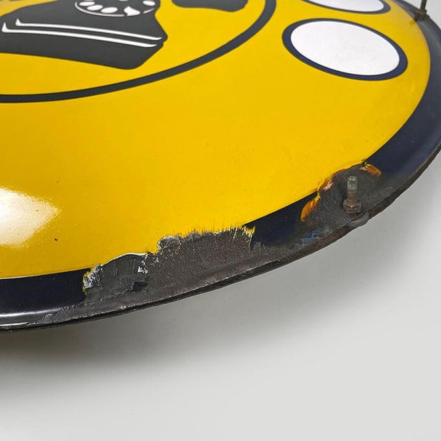 Mid-Century Modern Italian Yellow White and Black Metal Telephone Sign, 1960s For Sale - Image 17 of 18