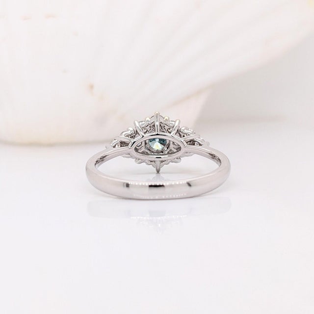 Blue Diamond Ring With Earth Mined Diamond Accents: Solid 14k Gold, Round 4mm, Size 6.75 For Sale - Image 11 of 11