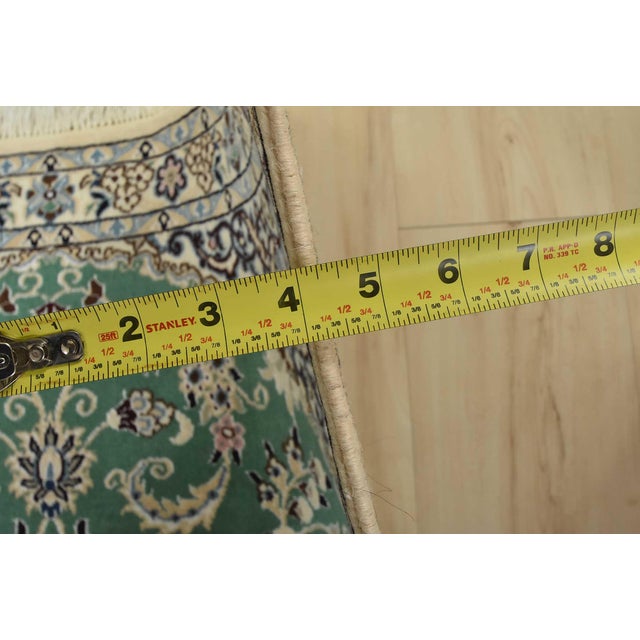 Fine Nain Rug 3’3” X 4’10” Green Wool/Silk Traditional Hand-Knotted Carpet For Sale - Image 11 of 12