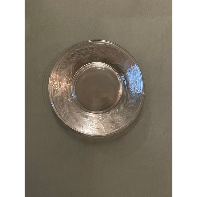 Transparent 1940s “Cynthia” Etched Glass Dessert Plates - a Trio For Sale - Image 8 of 9
