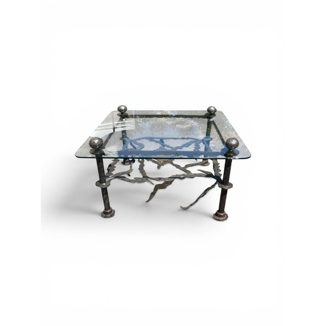 Sculptural Metal and Glass Coffee Table by René Broissand Welded, France, 1998 For Sale - Image 12 of 12