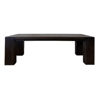 Beam Style Reclaimed 96” Pine Dining Table in Dark Walnut Finish For Sale