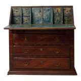 Folk Art Secretaire in Mahogany For Sale