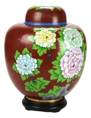 Oversized Antique Chinese Cloisonne Ginger Jar With Garden Flowers, Circa 1920