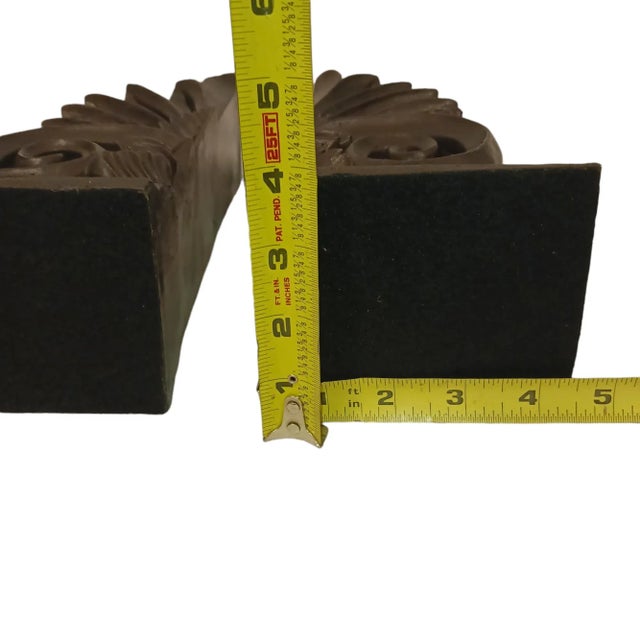 1990s Black Wood Scroll Fleur Bookends- 9a Pair For Sale - Image 10 of 11