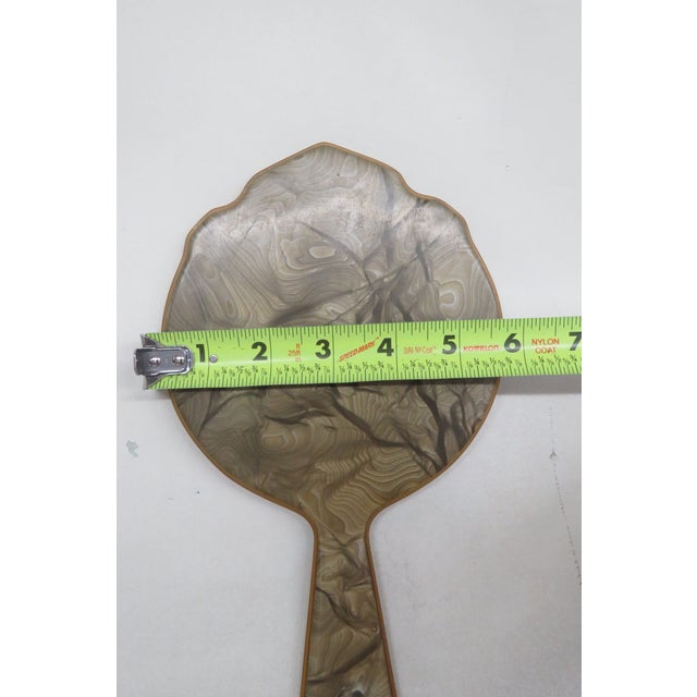 Green Art Deco Bakelite Green Marbleized Hand Held Vanity Mirror For Sale - Image 8 of 12