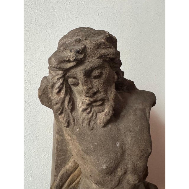 Central Italian Artist, Fragment of Christ with Traces of Polychrome, 17th Century, Stone For Sale - Image 3 of 11