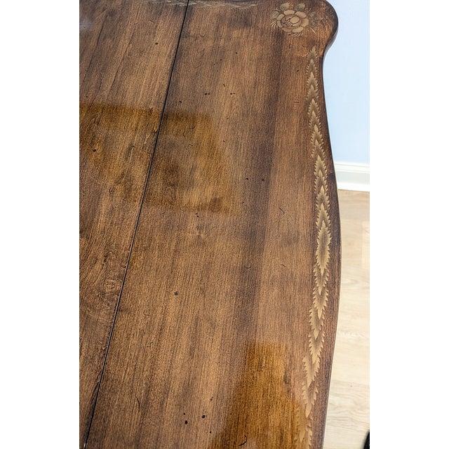 Brown Hitchcock Stenciled Drop Leaf Dining Table 36" Butterfly Edge Mid 20th Century For Sale - Image 8 of 14