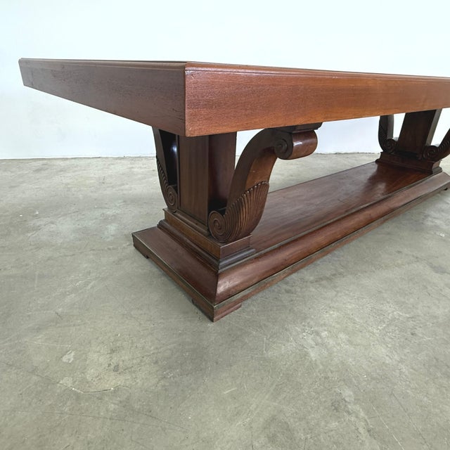 Massive French Art Deco Walnut Dining Table For Sale In New York - Image 6 of 9