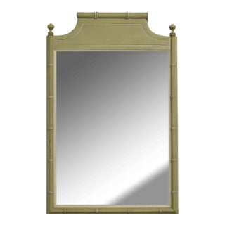 Vintage Hollywood Regency Faux Bamboo Wall Mirror by Henry Link For Sale
