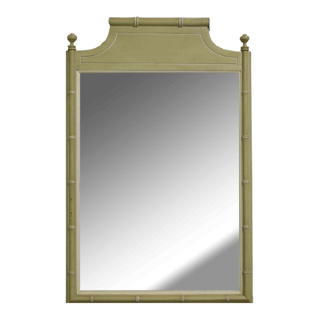 Vintage Hollywood Regency Faux Bamboo Wall Mirror by Henry Link For Sale