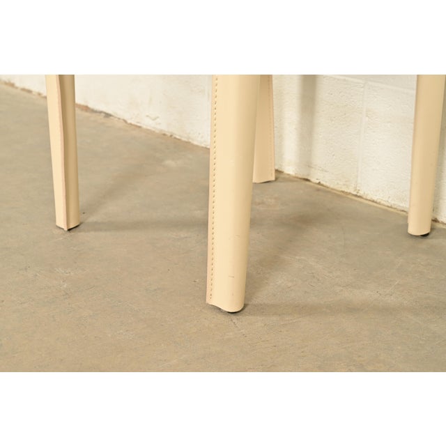 Mario Bellini Style Italian Modern Cream Leather Wrapped High Back Side Chairs or Dining Chairs, Pair For Sale - Image 10 of 14