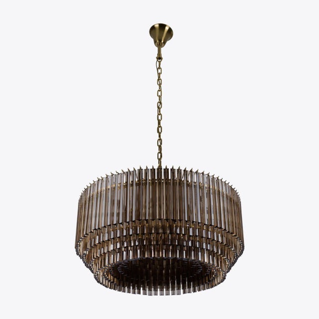 Large Smoked Amaro Drum Chandelier from Pure White Lines For Sale - Image 11 of 12