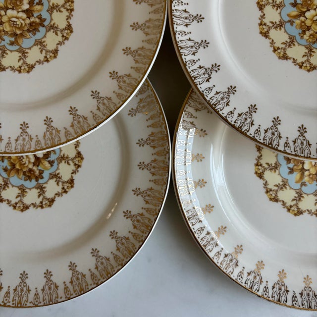 Mid 20th Century Mid 20th Century Set of 6: Limoges American 22k Gold Vienna Candlelight Ravenna Dessert Plates For Sale - Image 5 of 7