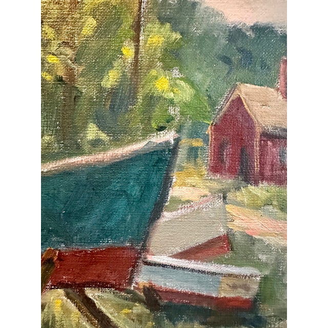 1960s Arthur R. Safford Original Oil Painting of New England Coastal Harbor, Gloucester, Massachusetts For Sale - Image 11 of 18