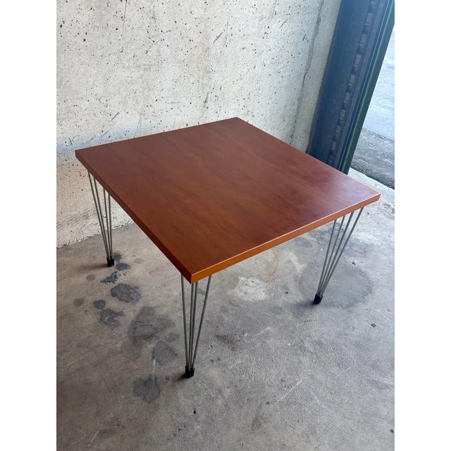 Wood 1970s Dutch Side Table With Beech Wood Top and Aluminum Legs - Attributed to Fritz Hansen For Sale - Image 7 of 8