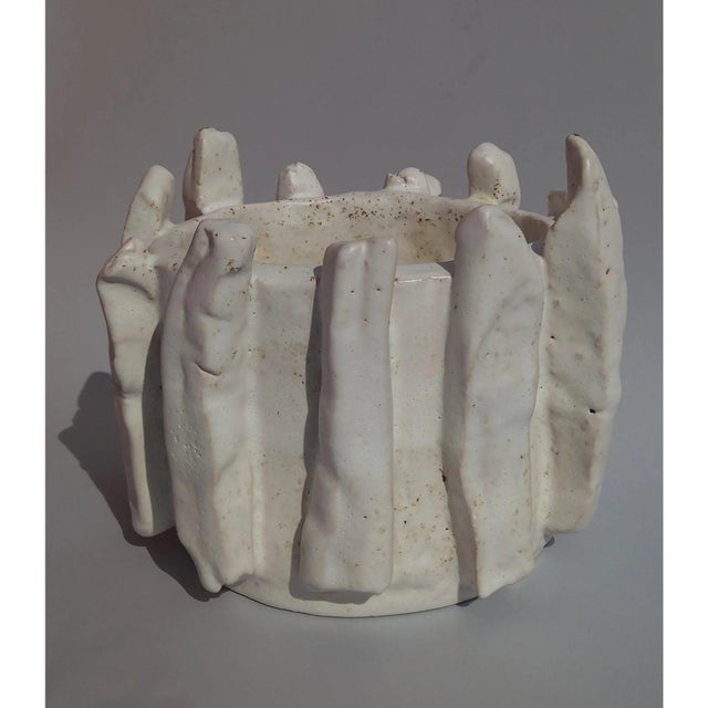 Pair of Hand Built Ceramic Planters by Diane Grant. White Glazed earthenware. Signed underside, see pictures. Unique...