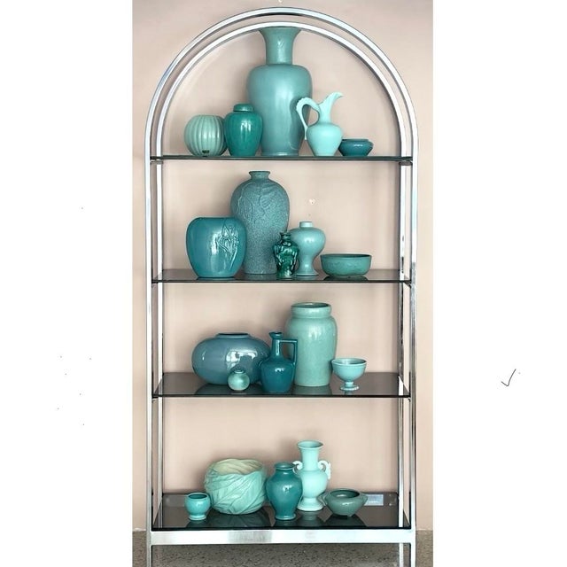 This curated 20 piece vintage turquoise ceramic collection features a stunning spectrum of mint, teal, and jade colored...