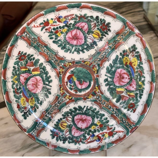 Rose Vintage Qianlong 10” Famille Rose Plate For Sale - Image 8 of 8