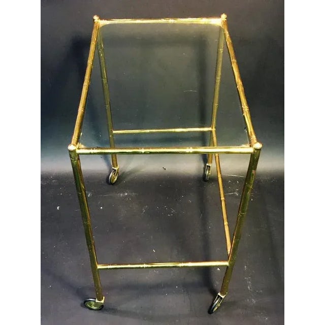 Brass Baques Brass Bamboo Nesting Tables on Wheels - a Pair For Sale - Image 8 of 11