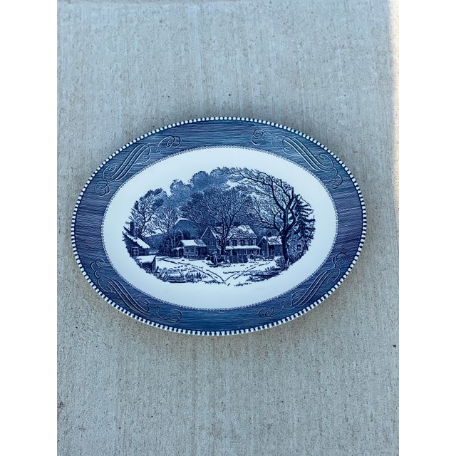 Vintage Royal China Usa Currier & Ives Blue Old Inn Winter Serving Platter For Sale - Image 10 of 10