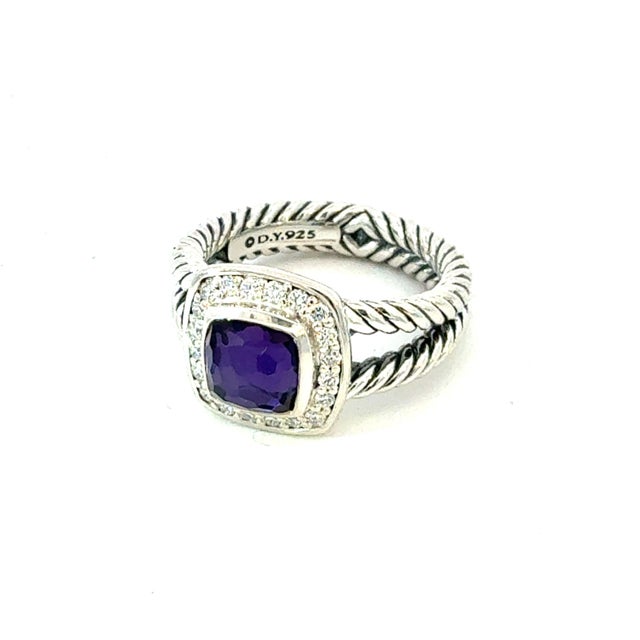 Authentic David Yurman Black Orquid and Diamond Ring Size 8.5 Sterling Silver Estate DY751 TRUSTED SELLER SINCE 2002...