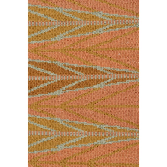 Rug & Kilim’s Scandinavian Style kilim in Orange, Gold & Blue Geometric Pattern - 5x7 For Sale In New York - Image 6 of 7