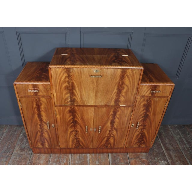 English Art Deco Walnut Cocktail Sideboard, 1930s For Sale - Image 4 of 16
