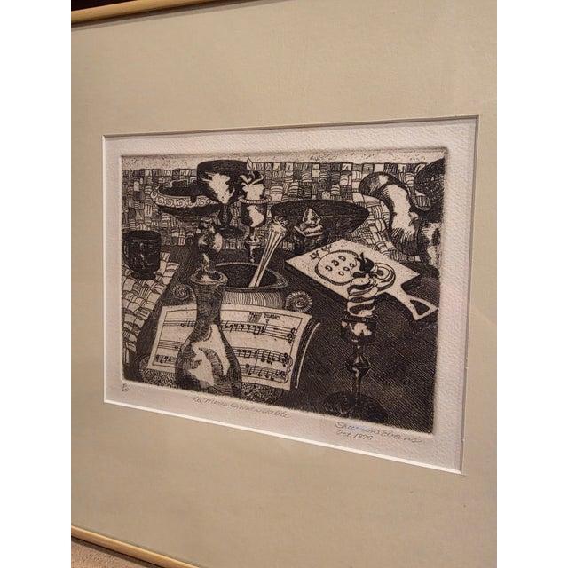 Engraving by Sharon Evans "La Meres Dinner Table" 1975 For Sale - Image 4 of 8
