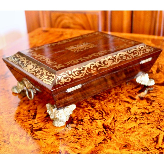 English Regency Period Brass Inlaid Rosewood Box For Sale - Image 6 of 18
