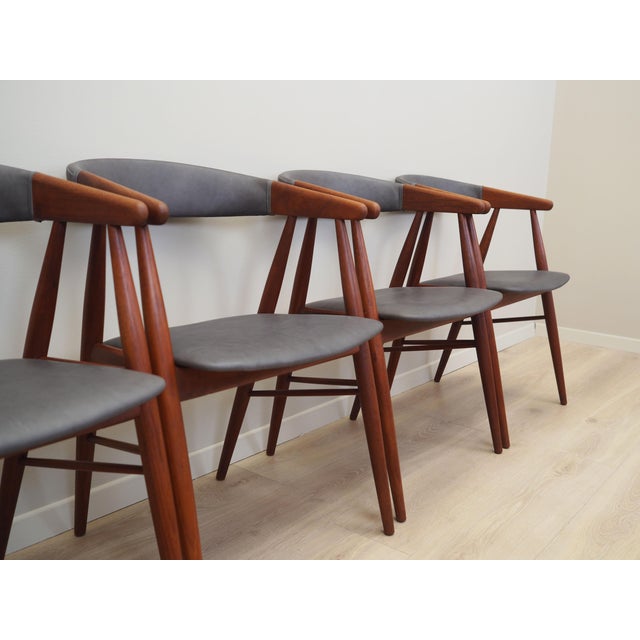 Wood Vintage Danish Teak Chairs by Ejner Larsen & Aksel Bender Madsen, 1960s, Set of 4 For Sale - Image 7 of 18