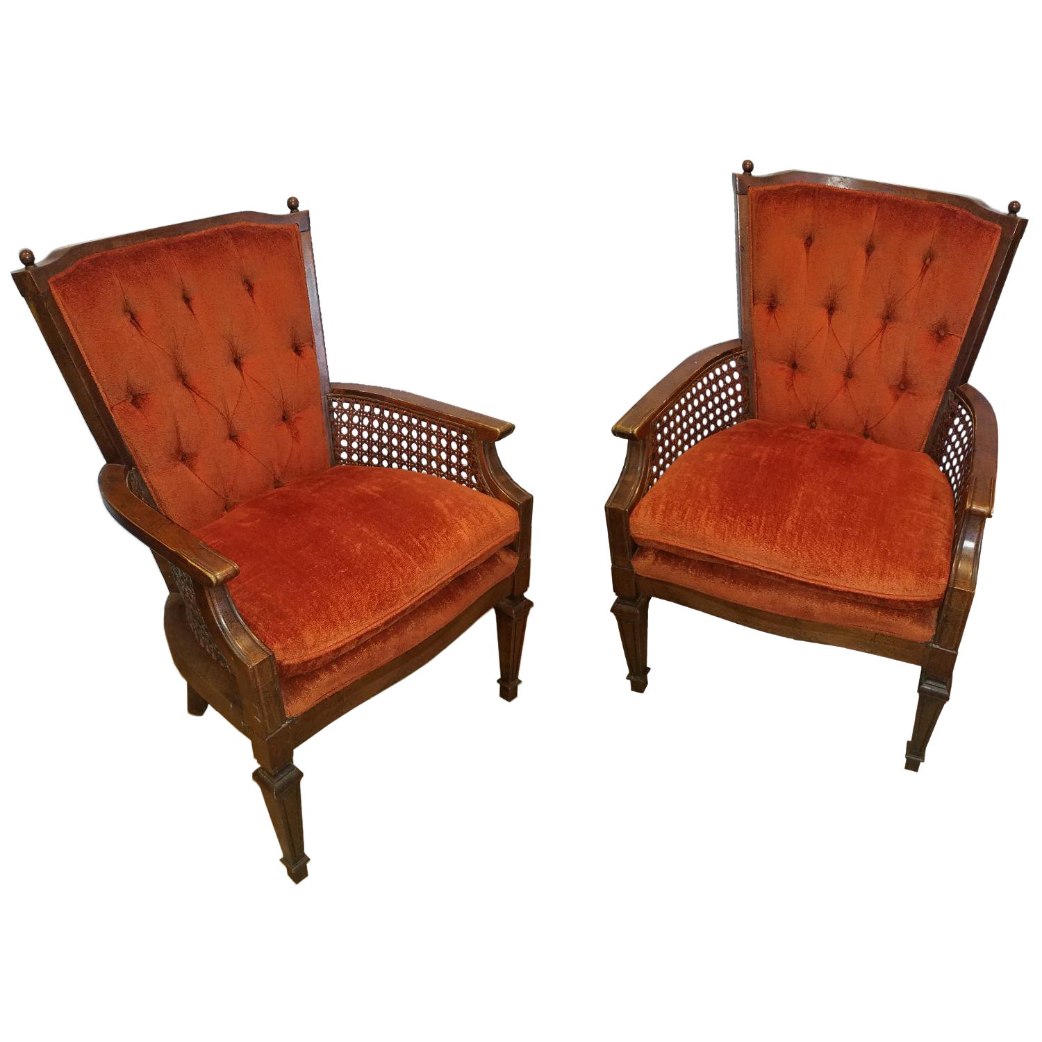 Vintage Lewittes Cane Accent Chairs - A Pair | Chairish