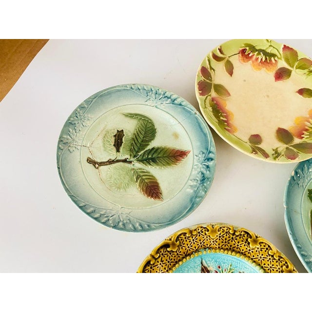 Blue Majolica Plates, France, 1880s, Set of 4 For Sale - Image 8 of 16