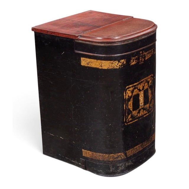 Huge Antique Chinese Tole and Hardwood Tea Caddy For Sale - Image 4 of 7