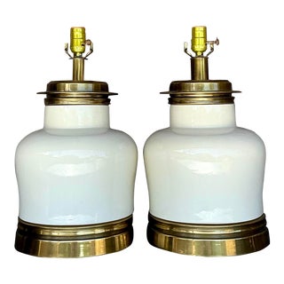 Vintage Boho Glazed Ceramic Lamps After Chapman - a Pair For Sale