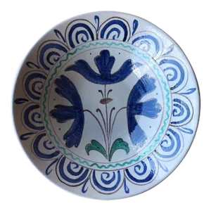 Large Italian Hand Painted Serving Bowl With Floral Design