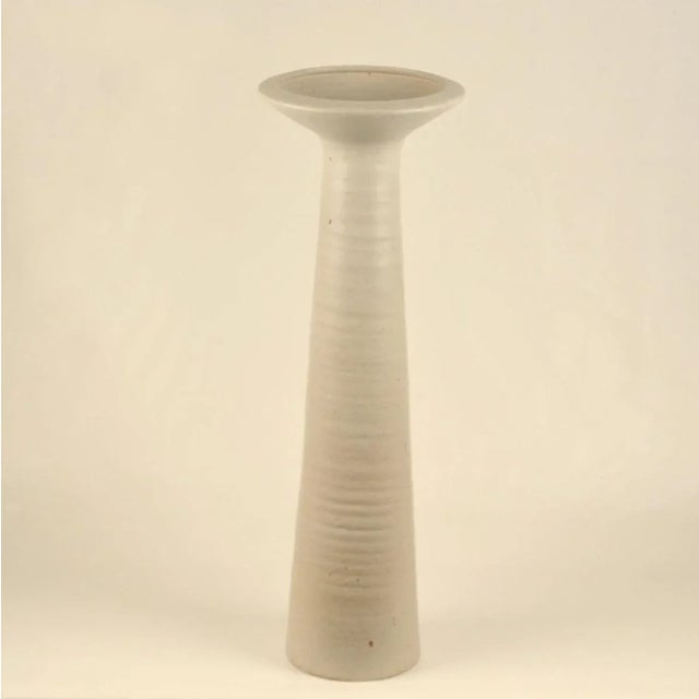 Group of Tall Studio Pottery Chalk White Floor Vases, Set of 3 For Sale - Image 13 of 14