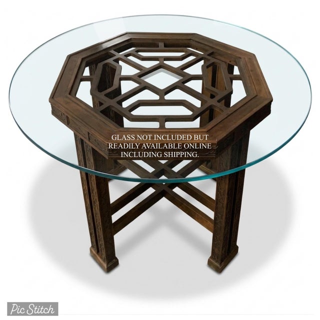 English Drexel Heritage Attributed Octagonal Chinese Chippendale Table Base - Glass Not Included - For Palm Beach Regency & More - See Pics! For Sale - Image 3 of 6
