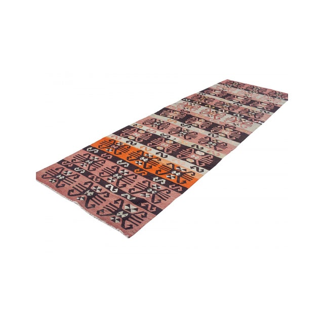 Mid-Century Modern Vintage Decorative Turkish Kilim Runner - 3`9 For Sale - Image 3 of 6