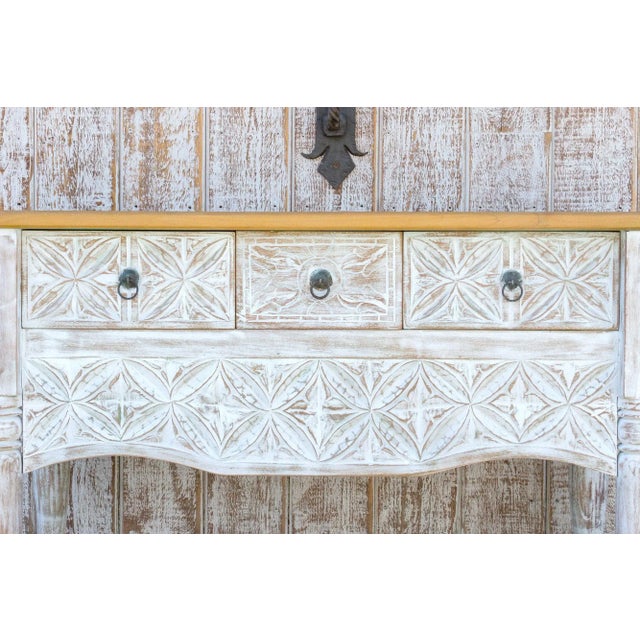 Whitewash Spanish Colonial Nahuala Console Table For Sale - Image 4 of 11