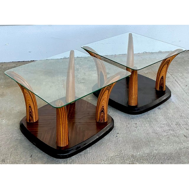 Coffee Vintage Henredon “Scene Two” Zebra Wood Tush Side Tables - A Pair For Sale - Image 8 of 12