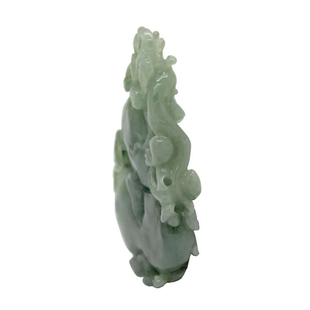1990s Jade Pendant With Dragon on Gourd Stepping on Money, Roots and Leaf For Sale - Image 5 of 6