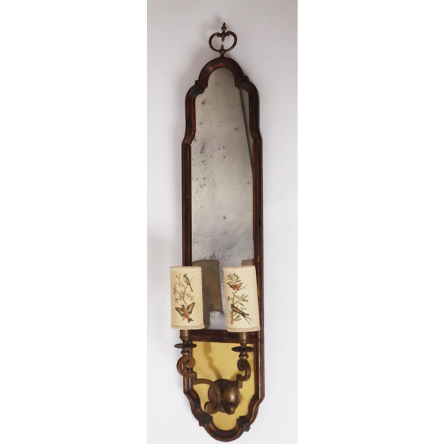 Italian Wall Lamp with Mirror Glass and Bird Lampshades, 1960 For Sale - Image 16 of 18