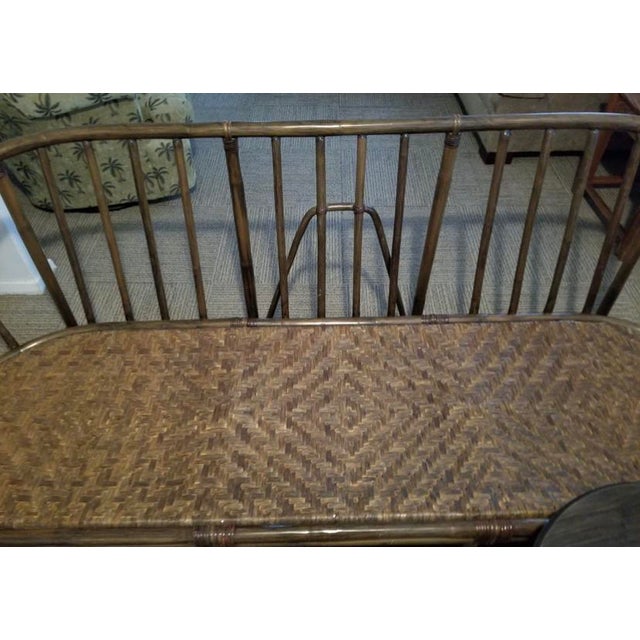 Wood Mid 20th Century McGuire Style Rattan Bamboo Style Sofa Rattan For Sale - Image 7 of 8