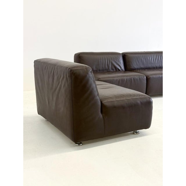 Vintage Space Age Leather Modular Sofa in Dark Brown, 1980s, Set of 3 For Sale - Image 9 of 11