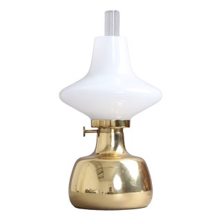 Petronella Oil Lamp in Brass and Opal Glass by Henning Koppel for Louis Poulsen, 1960s For Sale