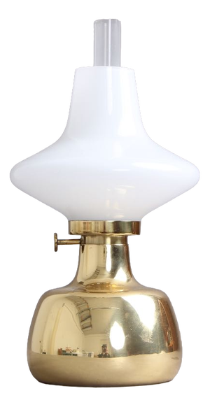 Petronella Oil Lamp in Brass and Opal Glass by Henning Koppel for Louis Poulsen, 1960s
